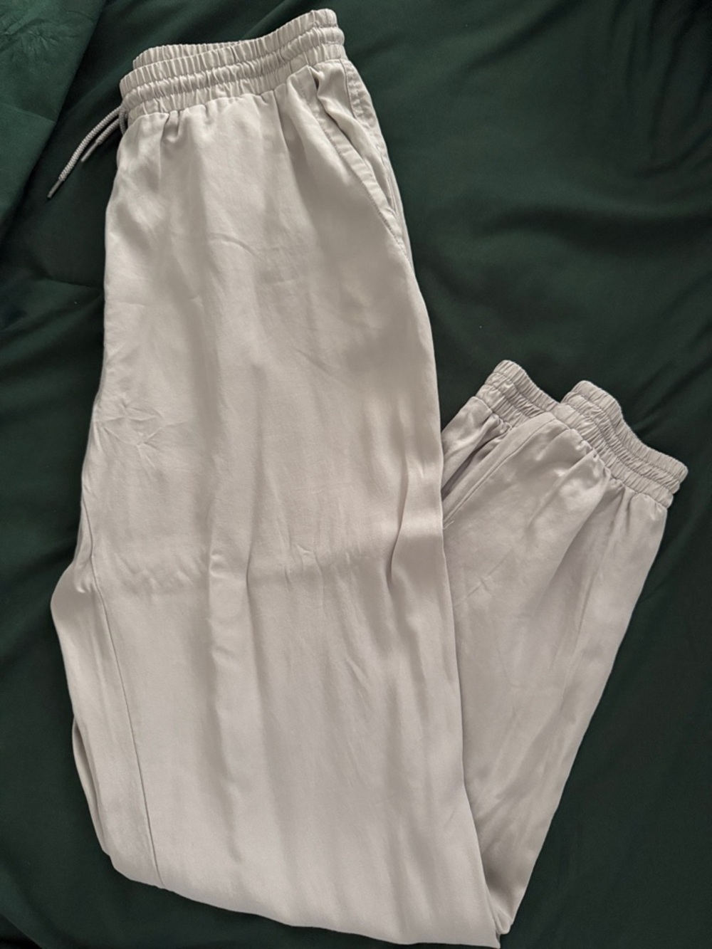Women's Light Gray Elastic-Waist Track Joggers with Drawstring
